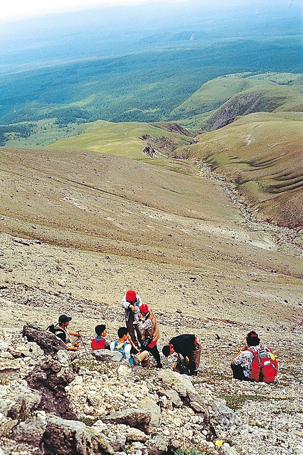 해마다 백두산 야생화를 촬영하러 다니는 여행객이 늘고 있다. 2004년 7월. 사진 / 박상대 기자
