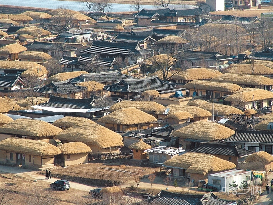 부용대에서 하회마을을 내려다보면 과거 조선시대로 되돌아 온 듯한 착각에 빠진다. 2006년 4월. 사진 / 박영오 객원기자