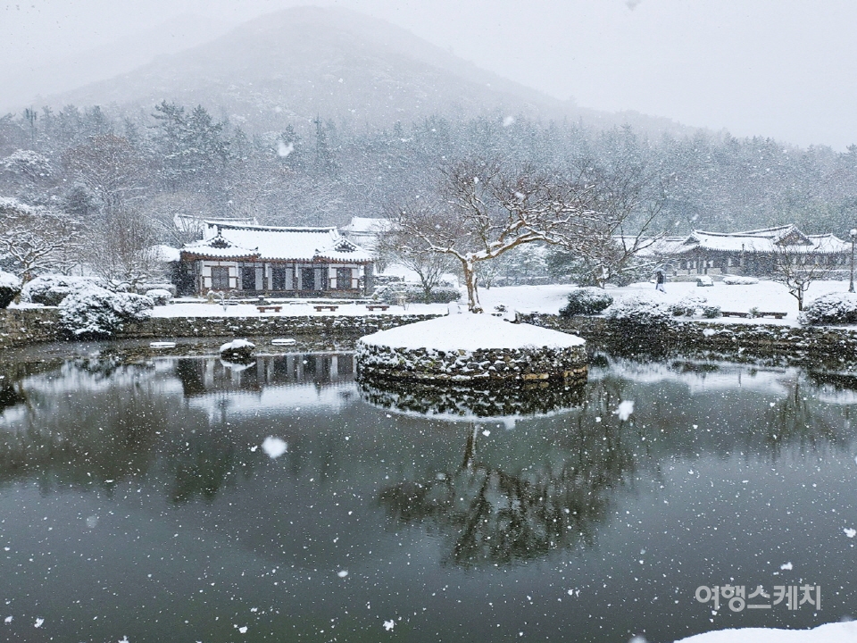 하얀 눈이 내려 수묵화 같은 풍경을 선사해준 진도 운림산방을 소개한다. 사진 / 박상대 기자