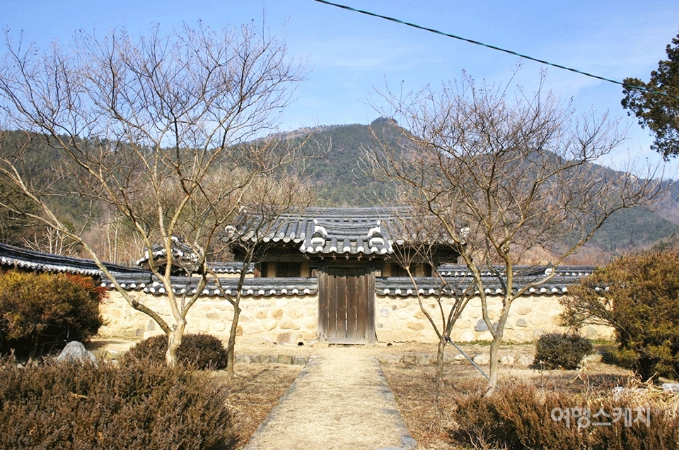 최씨 종갓집에서 바라본 주산. 마을을 병풍처럼 감싸고 있다. 2005년 4월. 사진 / 노서영 기자